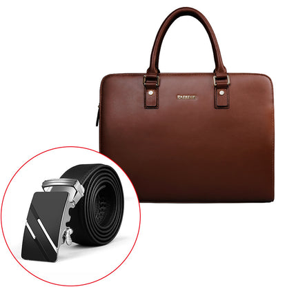 real cowhide mens bag briefcase business handbag