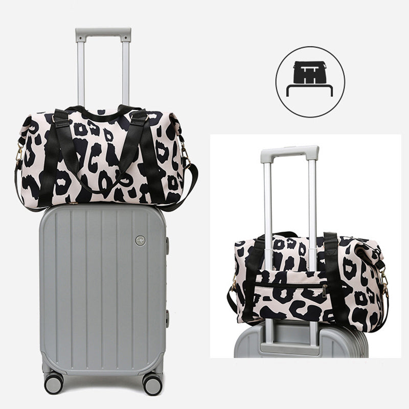 women travel duffel bag cow pattern handbag fitness sports shoulder bags