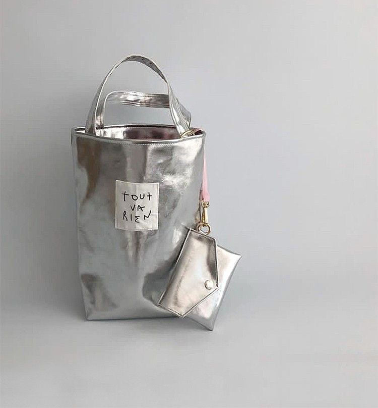 silver label bucket bag simple casual small handbag