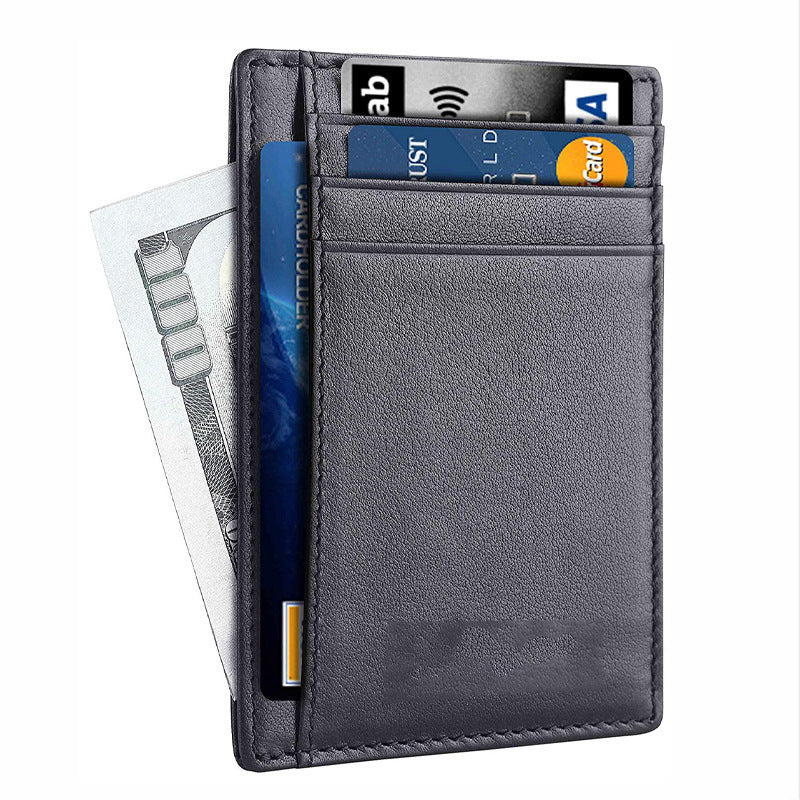 mens genuine leather anti theft swiping card holder