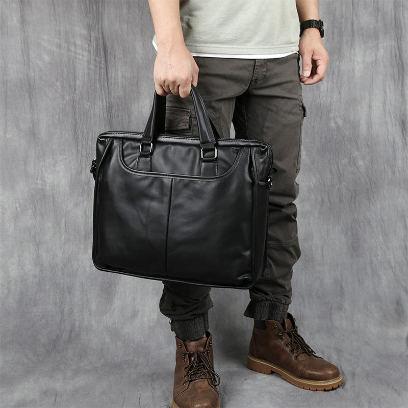 mens portable leather leisure briefcase