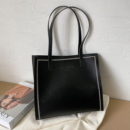 large capacity shoulder solid color tote simple tote bag