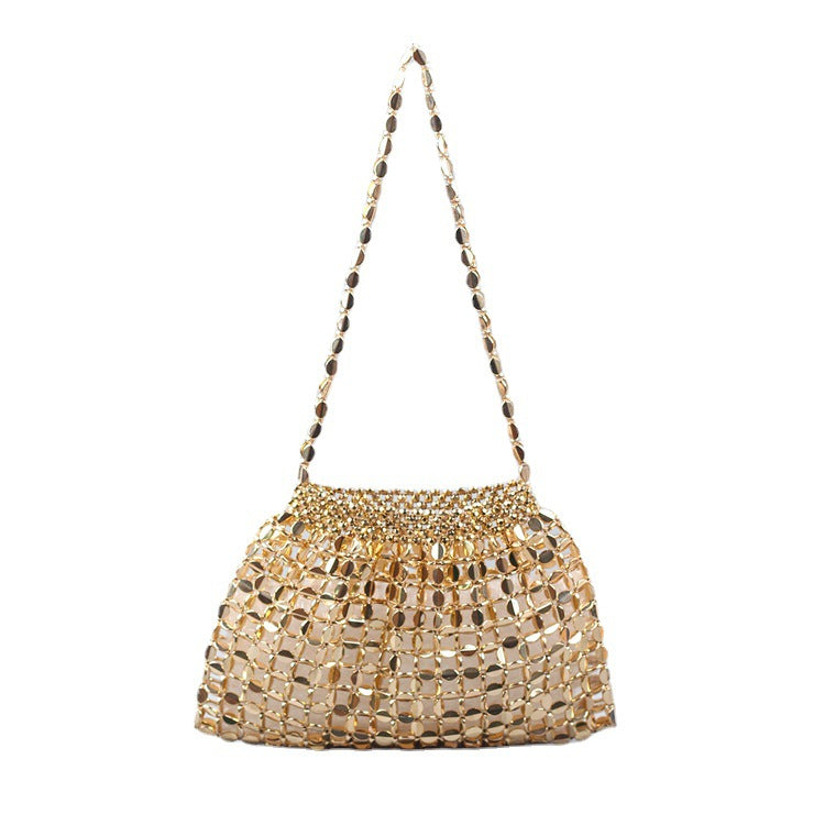 handmade flat beads woven large dumpling fashion trendy one shoulder handbag