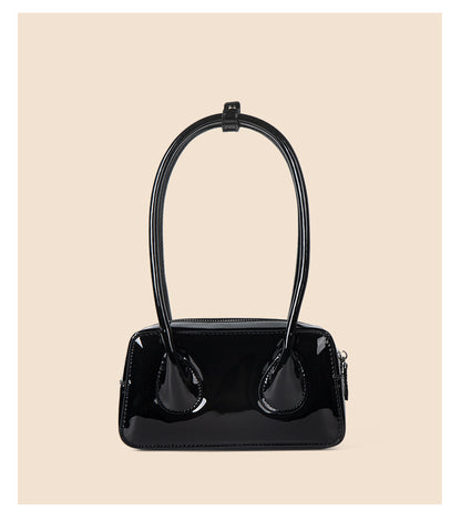 fashion portable glossy pu shoulder bag