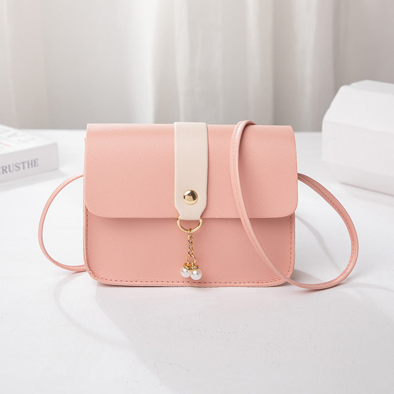 womens everyday joker contrast pearl pendant small square bag
