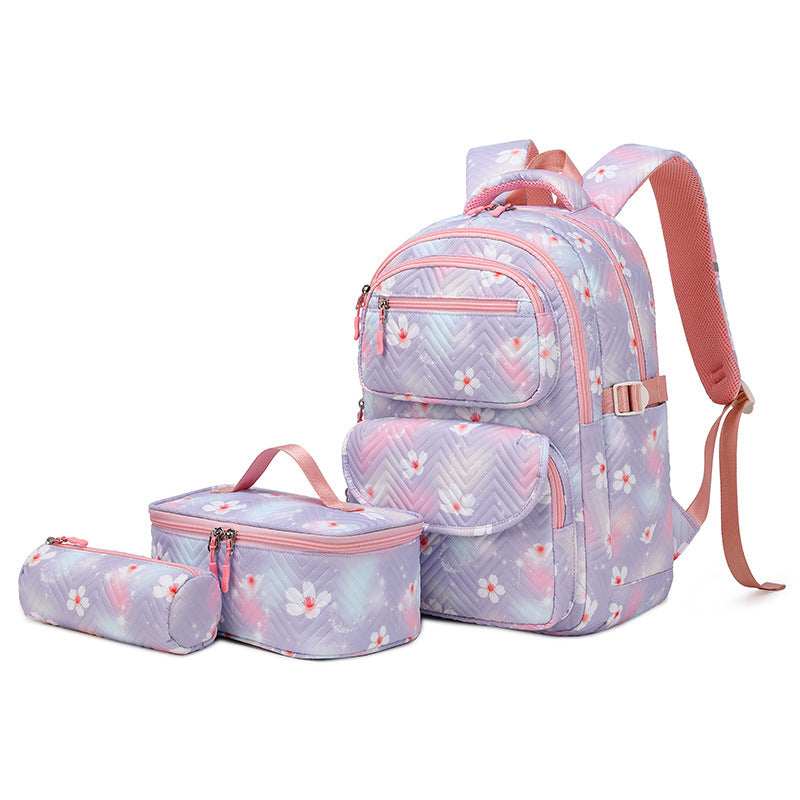 New Printed Schoolbag Three-piece Fashion Backpack