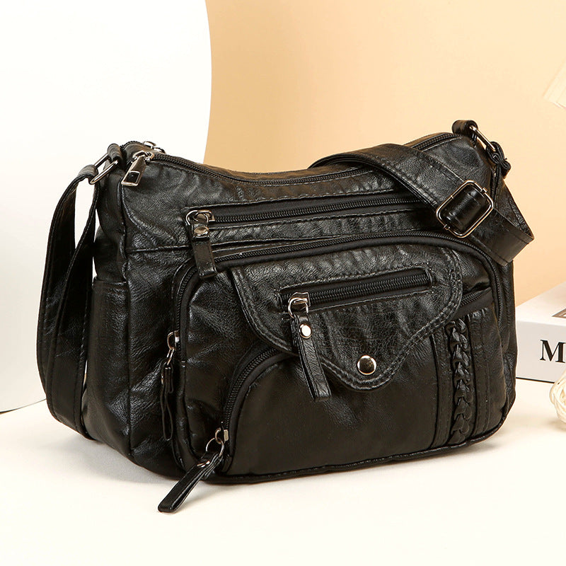 womens fashionable large capacity soft leather shoulder bag