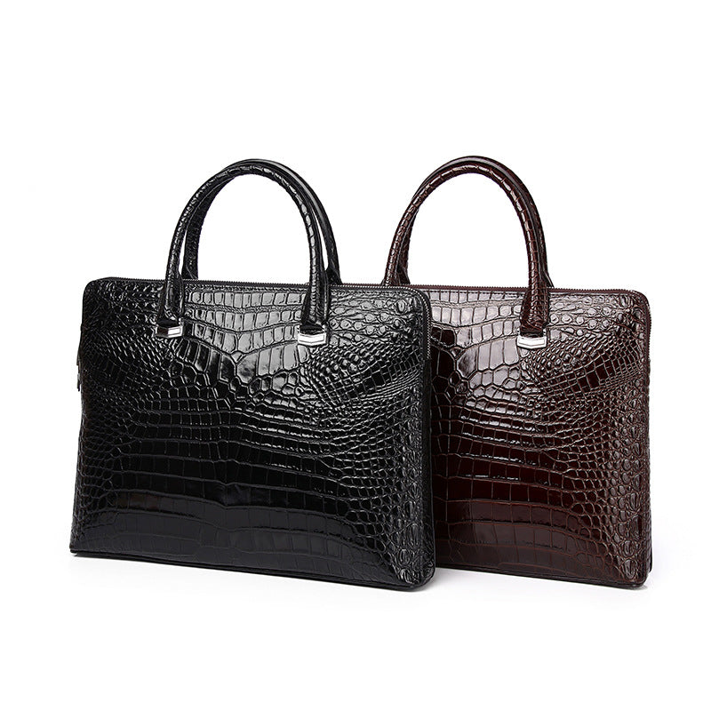 mens casual crocodile belly pattern briefcase