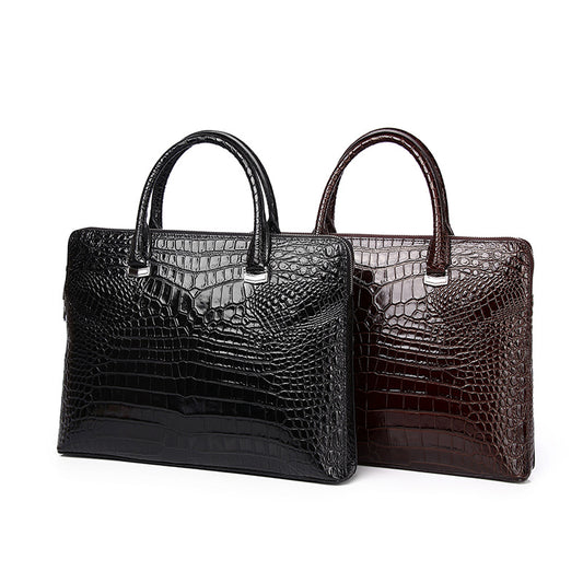 mens casual crocodile belly pattern briefcase