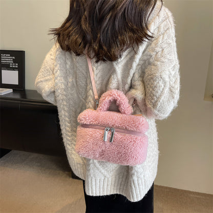 autumn and winter lamb wool niche popular womens bags plush portable