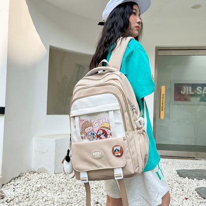 Curved Shoulder Strap Women's College Student Trip Backpack