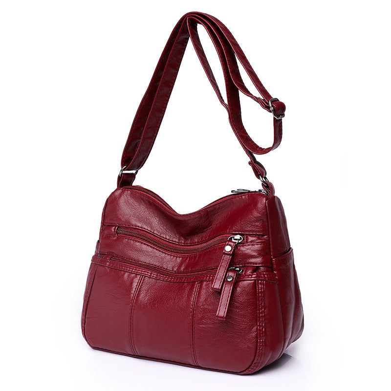 PU Soft Leather Textured Crossbody Large Capacity Casual Shoulder Bag