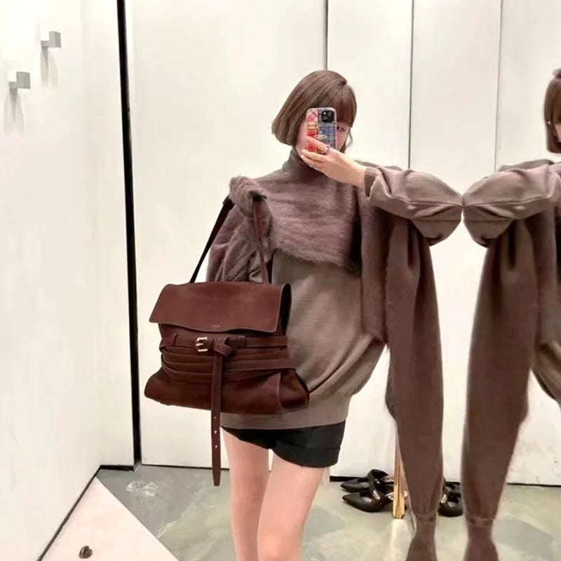portable shoulder bag with buckle crossbody