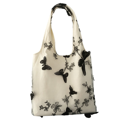 embroidered black butterfly canvas bag lace womens artistic