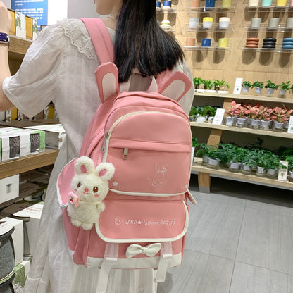 student fashion rabbit pendant casual backpack