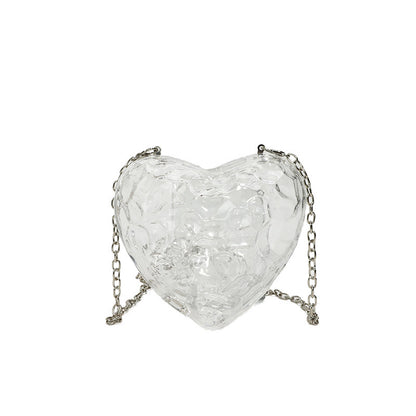Shiny Heart-shaped Meteorite Acrylic Shoulder Messenger Bag
