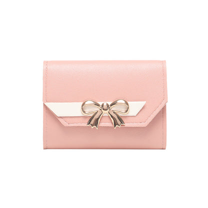 Women's Bow Short Three-fold Snap Button Wallet