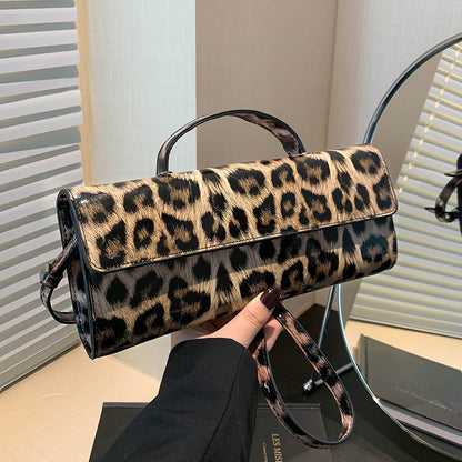womens casual all match leopard print portable shoulder bag