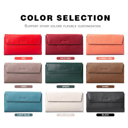 first layer cowhide hand held long high grade leather wallet