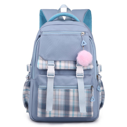 Women's Solid Color Simple Multi-layer Computer Backpack