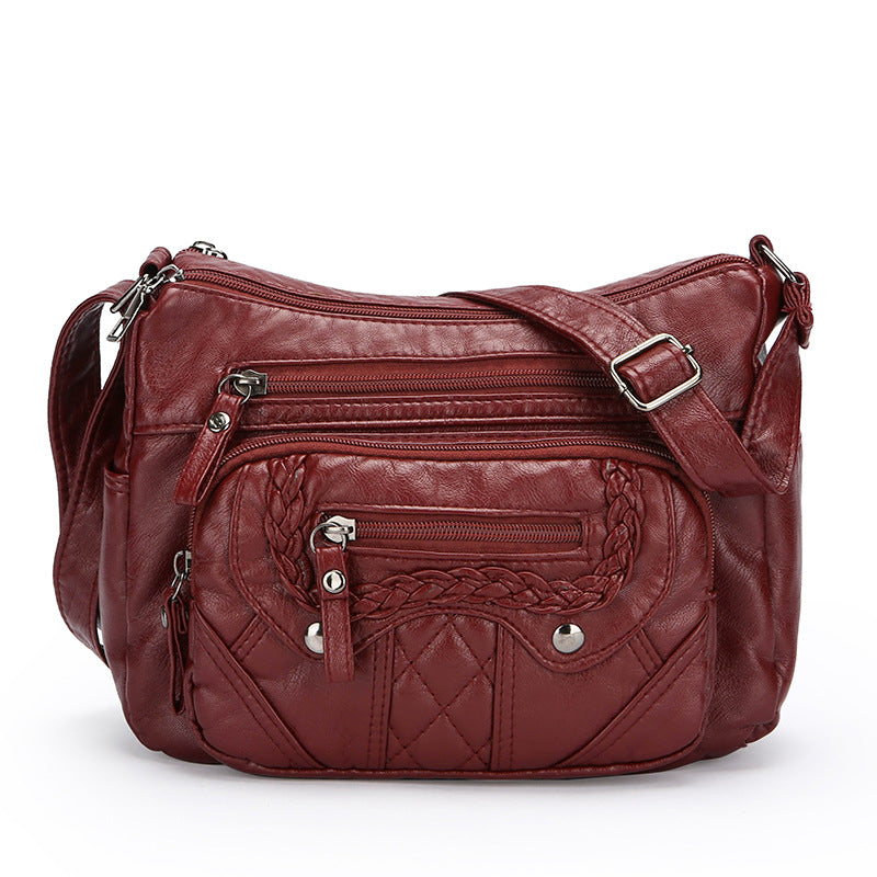 advanced texture soft leather shoulder messenger bag