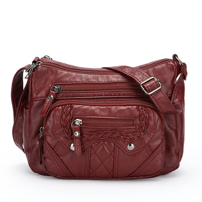 advanced texture soft leather shoulder messenger bag