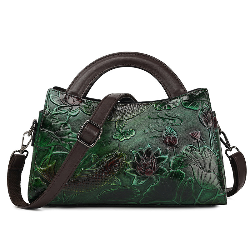 Elegant Retro Embossing Crossbody Large Capacity Shoulder Bag