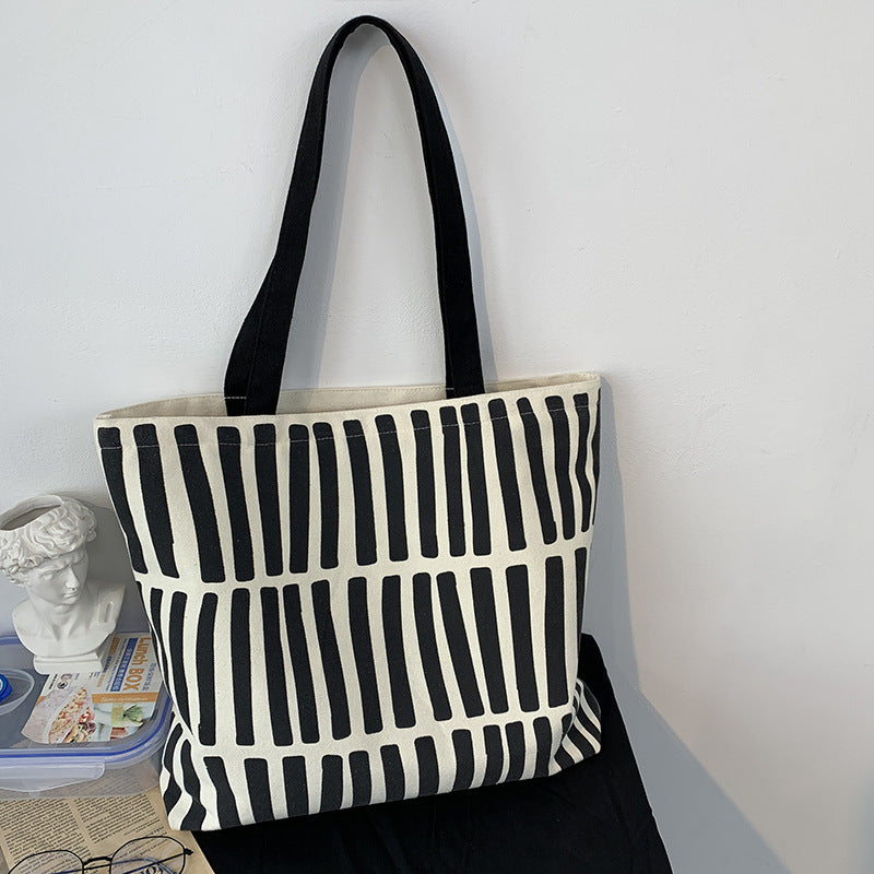 simple design canvas bag female zipper