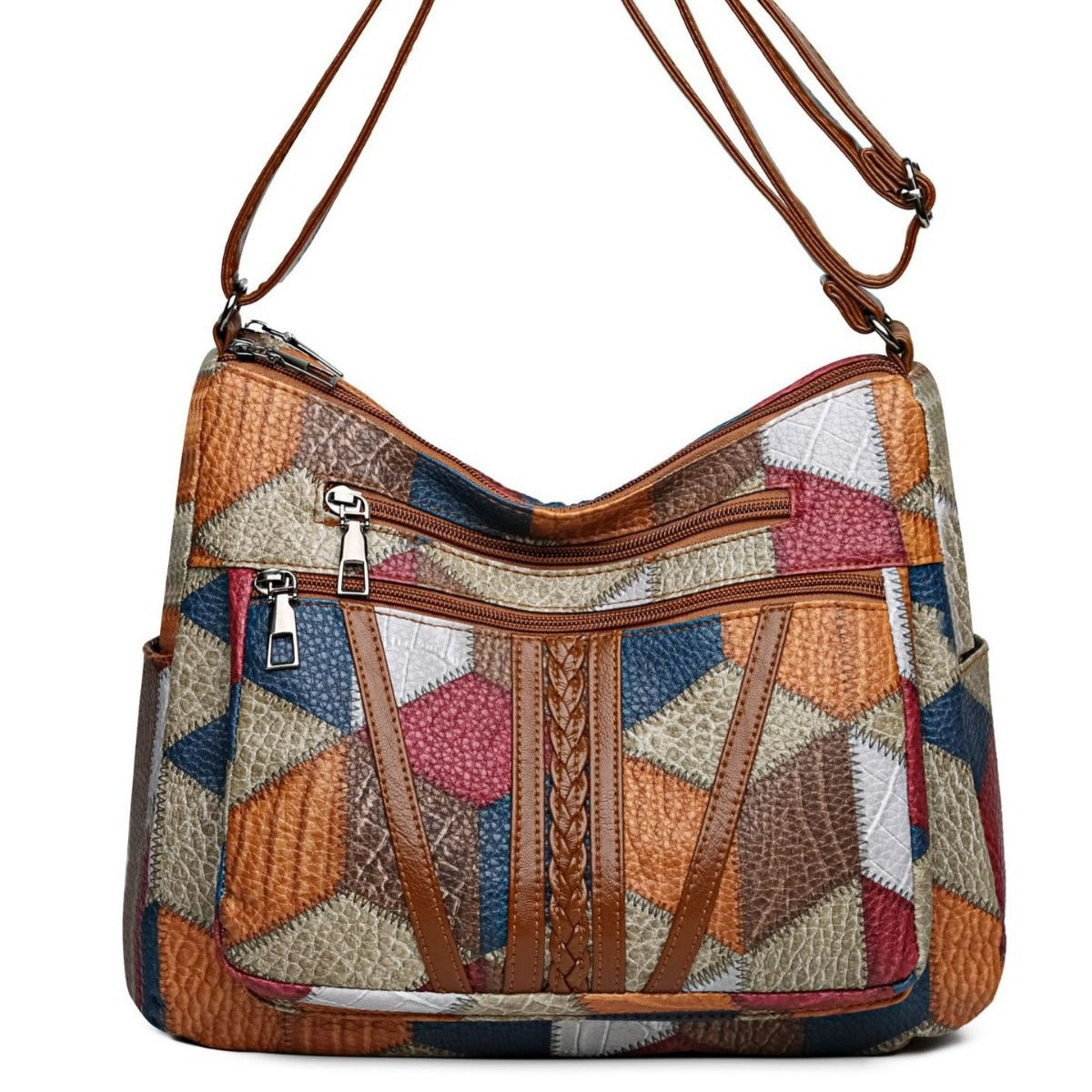 large capacity splicing work commuting multi pocket crossbody cross body bag