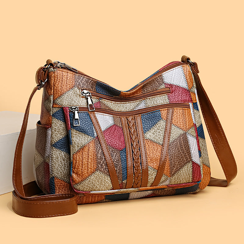 large capacity splicing work commuting multi pocket crossbody cross body bag