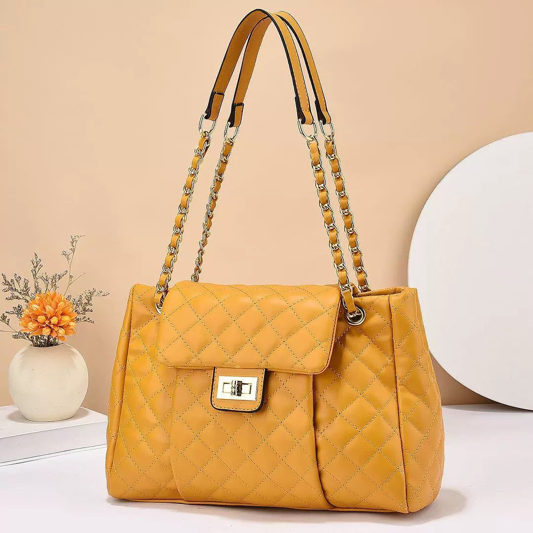 womens solid color simple embroidery thread rhombus large capacity chain shoulder messenger bag
