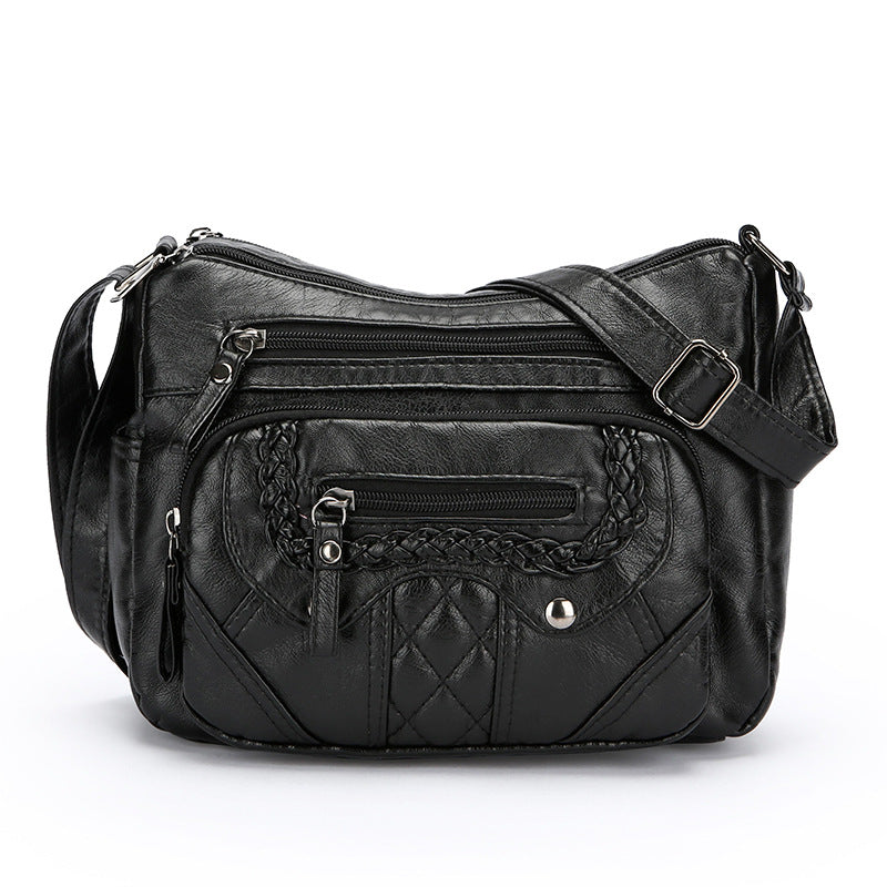 advanced texture soft leather shoulder messenger bag