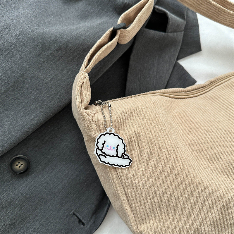 corduroy idle style all match artistic one shoulder messenger bag student casual female simple