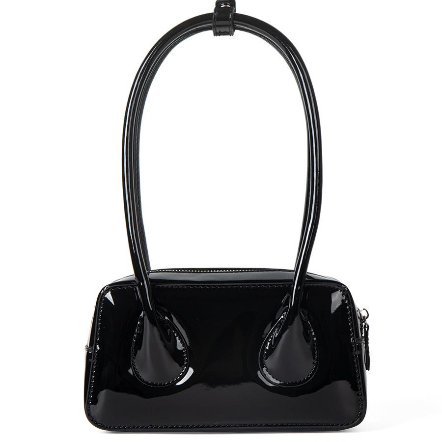 fashion portable glossy pu shoulder bag