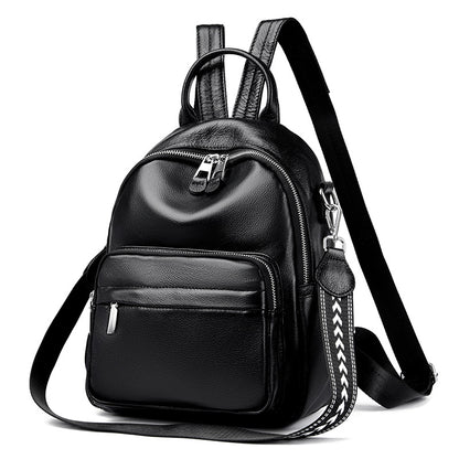 Women's Versatile Travel Leather Backpack Casual