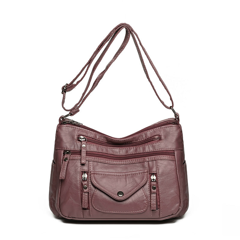 fashion womens soft leather large capacity shoulder bag