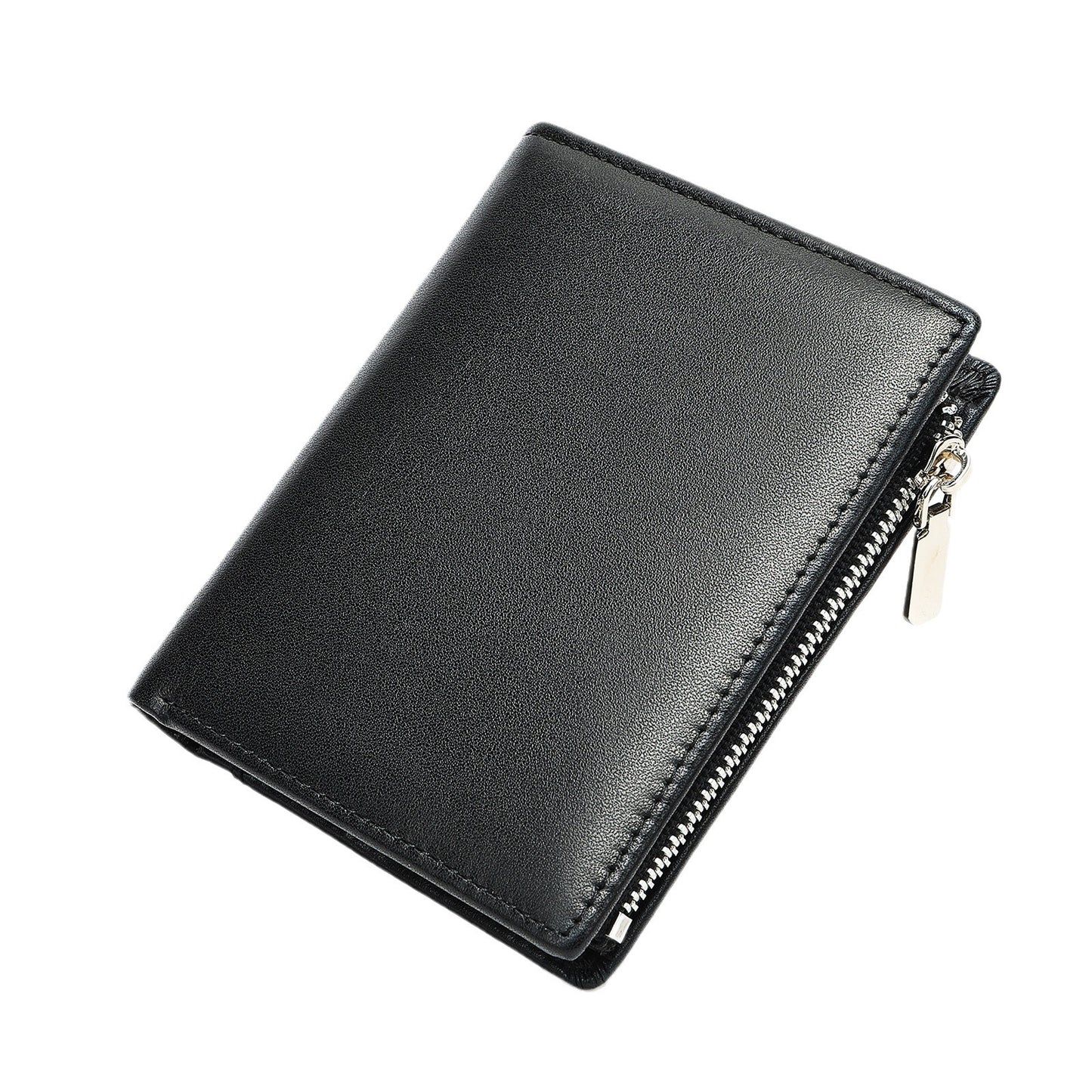 handmade cowhide wallet mens top layer leather zipper anti theft swiping large capacity