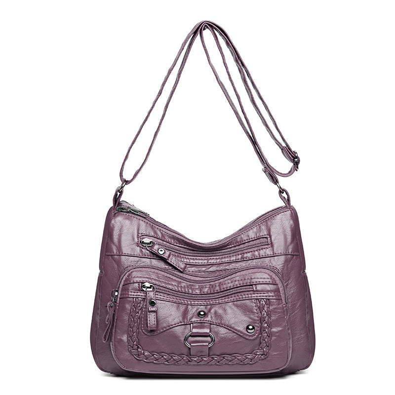 multi pocket soft leather high grade shoulder bag