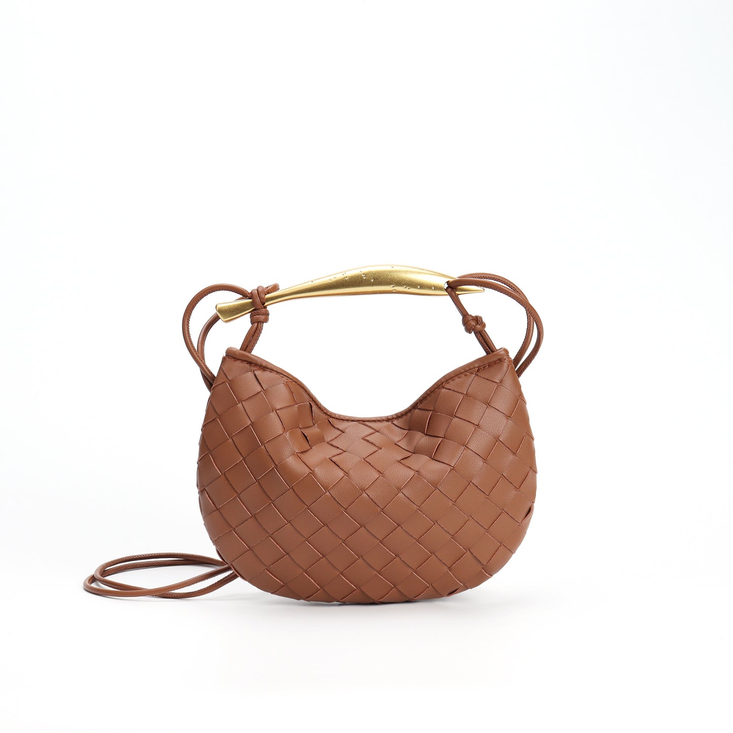 Woven Bag Fashion Cattlehide Leather Commuter Portable Shoulder Crossbody Bag