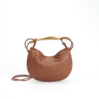 Woven Bag Fashion Cattlehide Leather Commuter Portable Shoulder Crossbody Bag