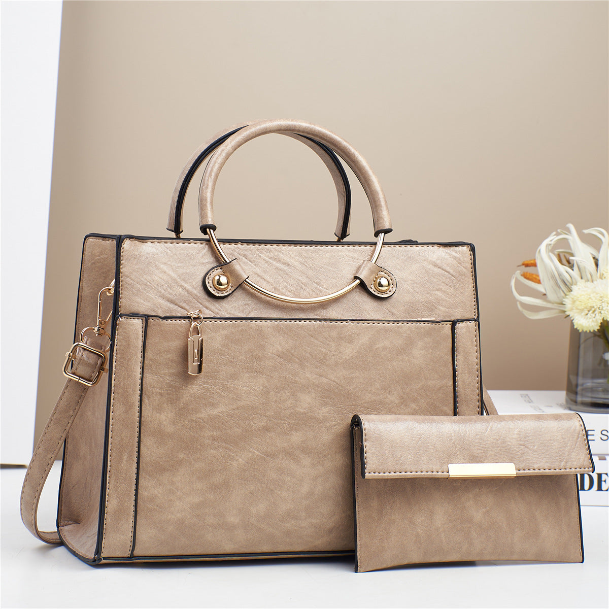 large capacity bag womens special interest design handbag two piece set