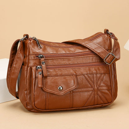 womens multi compartment large capacity pu soft leather fashion crossbody bag