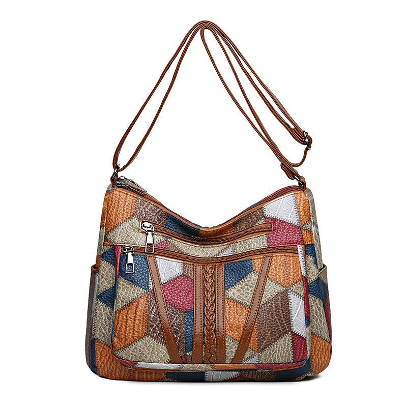 large capacity splicing work commuting multi pocket crossbody cross body bag