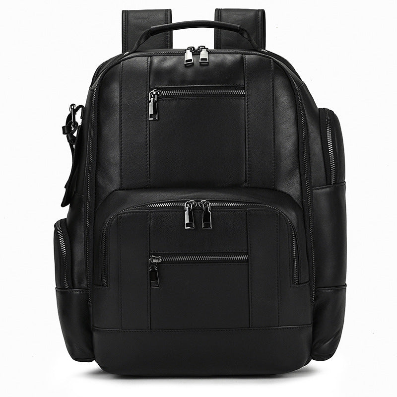 mens leather backpack retro large capacity multi pocket