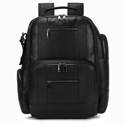 mens leather backpack retro large capacity multi pocket
