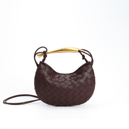 Woven Bag Fashion Cattlehide Leather Commuter Portable Shoulder Crossbody Bag