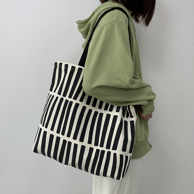 simple design canvas bag female zipper