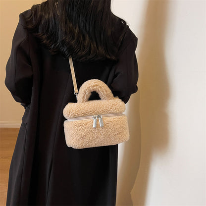 autumn and winter lamb wool niche popular womens bags plush portable