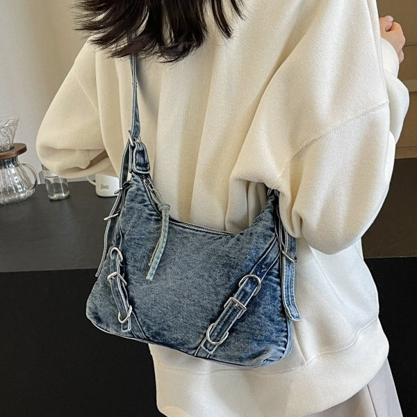 denim womens western style shoulder messenger bag