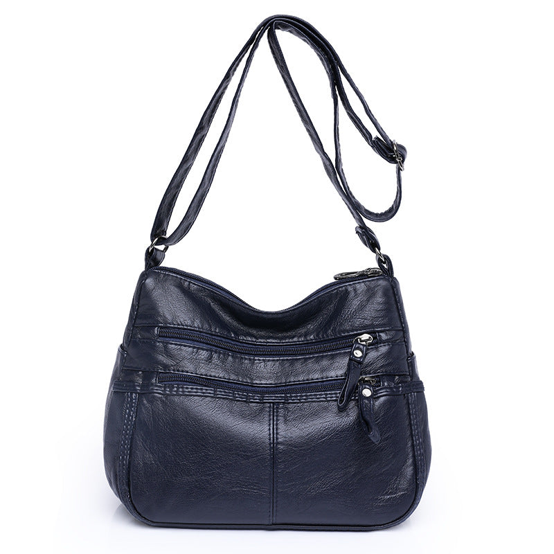 messenger bag shoulder washed soft leather middle aged and elderly versatile